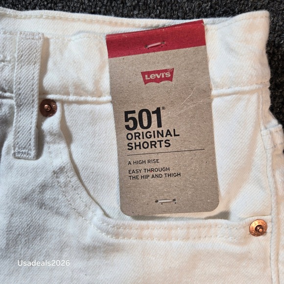 Levis 501 Original Shorts Womens 26 White High Rise Denim Jean Shorts 563270473 - Picture 2 of 9